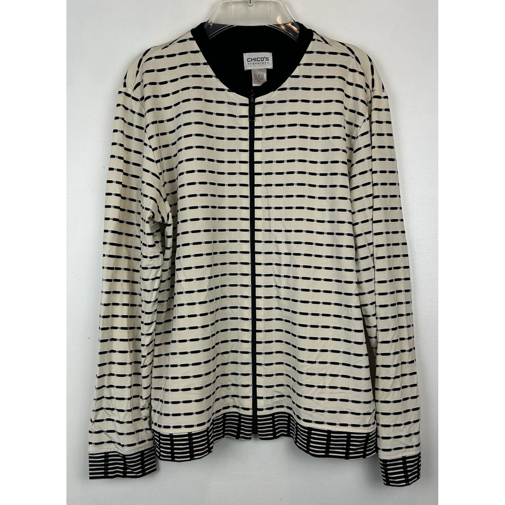 Chicos Travelers Shirt Jacket Women Small Zip Sz 1 Top Black Slinky Liquid Knit